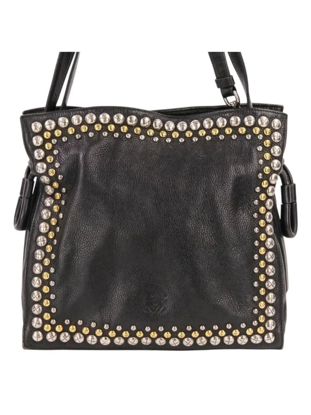 Loewe Flamenco Studs Leather Shoulder Bag Black